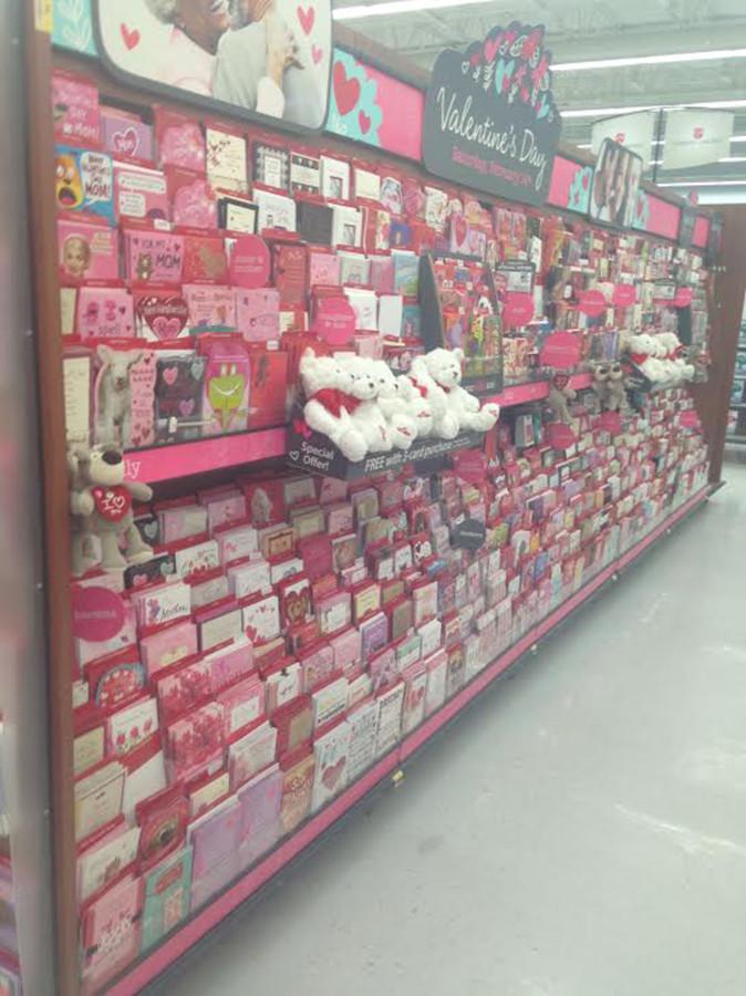 Valentine's Day cards on display