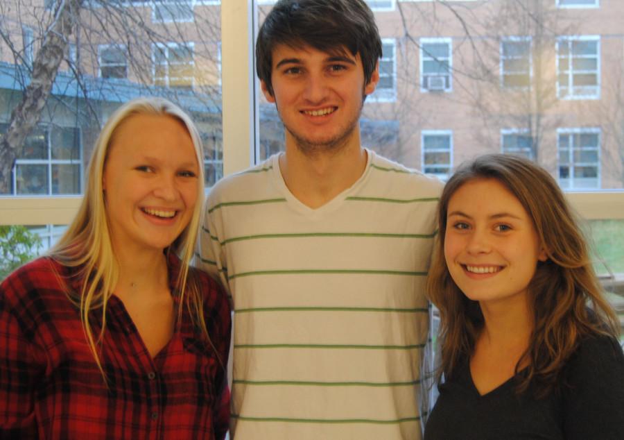 From left: French-American students Diana Raterron, Marcel Desvaux, and Coralie Wilcox