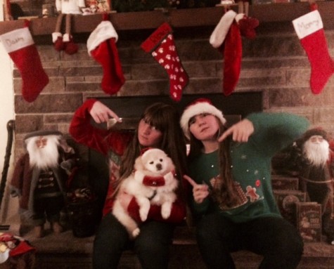 Seniors Tara and Taylor Chatowsky kick off the holiday season with their dog Ripley