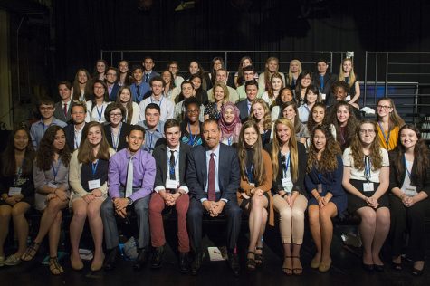 The 51 members of the Class of 2016 at the Al Neuharth Free Spirit and Journalism Conference pose for a photo with Chuck Todd in his studio on June 19 after he recorded Meet the Press. 