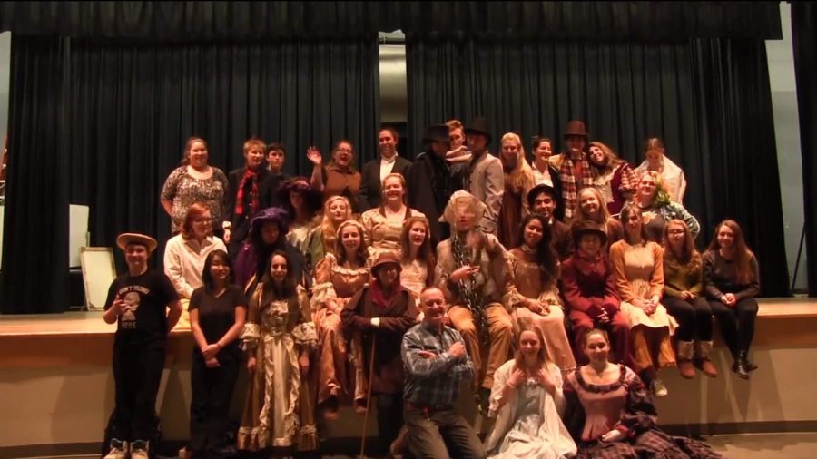 Members of the cast of A Christmas Carol pose for a photo during one of their dress rehearsals. 